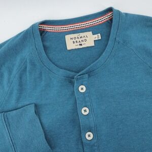 The Normal Brand Men's Teal Long Sleeve Henley‎ Shirt Size Large